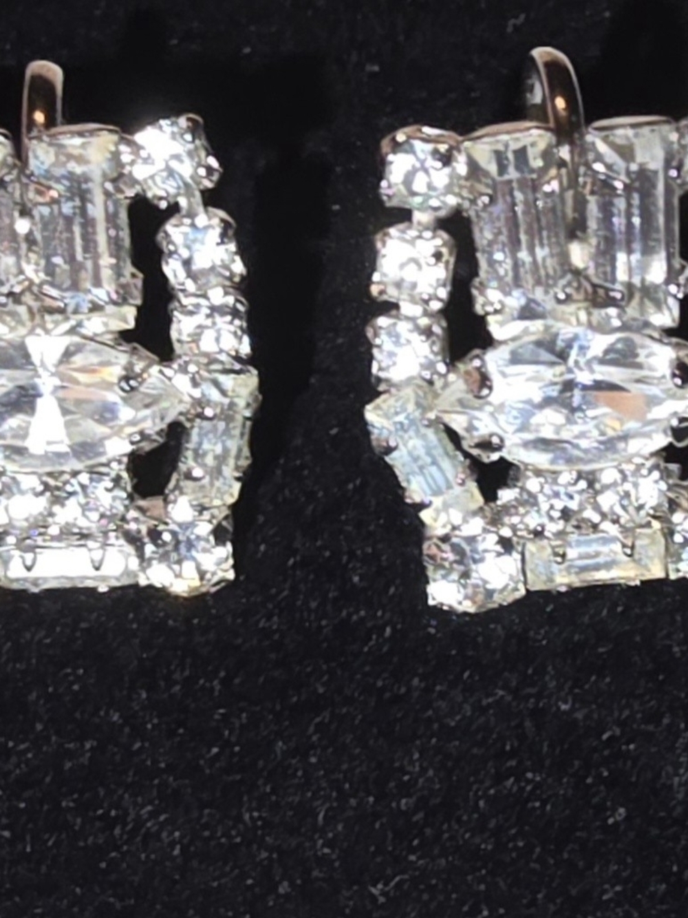 Albert Weiss Vintage Rhinestone Crystal Marquise Cluster Earrings -